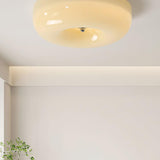 Modern Cream Donut Glass Flush Mount Ceiling Light 1-Light