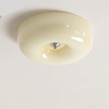 Modern Cream Donut Glass Flush Mount Ceiling Light 1-Light
