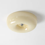 Modern Cream Donut Glass Flush Mount Ceiling Light 1-Light