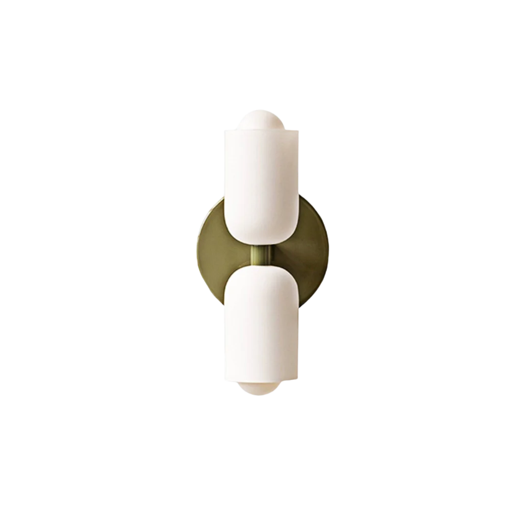 Modern Minimalist Glass Brass Wall Sconce LED 2-Light