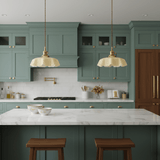 French Ruffled Glass Brass Pendant Light 1-Light