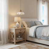 French Ruffled Glass Brass Pendant Light 1-Light