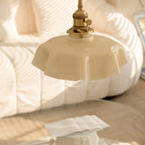 French Ruffled Glass Brass Pendant Light 1-Light