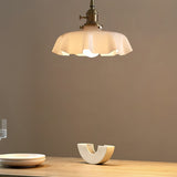 French Ruffled Glass Brass Pendant Light 1-Light
