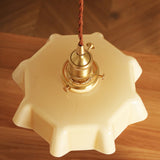 French Ruffled Glass Brass Pendant Light 1-Light