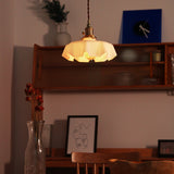 French Ruffled Glass Brass Pendant Light 1-Light