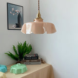 French Ruffled Glass Brass Pendant Light 1-Light