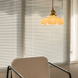 French Ruffled Glass Brass Pendant Light 1-Light