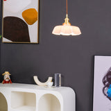 French Ruffled Glass Brass Pendant Light 1-Light