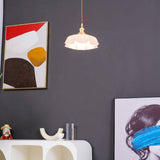 French Ruffled Glass Brass Pendant Light 1-Light