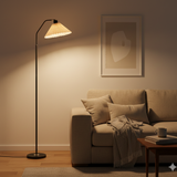 Minimalist Pleated Fabric Shade LED Floor Lamp | 1-Light Standing