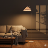 Minimalist Pleated Fabric Shade LED Floor Lamp | 1-Light Standing