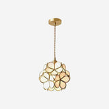Vintage Brass Floral Glass Globe Pendant Light 1-Light