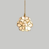 Vintage Brass Floral Glass Globe Pendant Light 1-Light