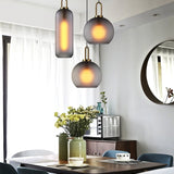 Modern Cylinder Glass Brass Pendant Light 1-Light