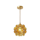 Vintage Brass Floral Glass Globe Pendant Light 1-Light