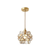 Vintage Brass Floral Glass Globe Pendant Light 1-Light