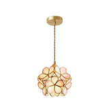 Vintage Brass Floral Glass Globe Pendant Light 1-Light