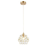 Vintage Brass Floral Glass Globe Pendant Light 1-Light