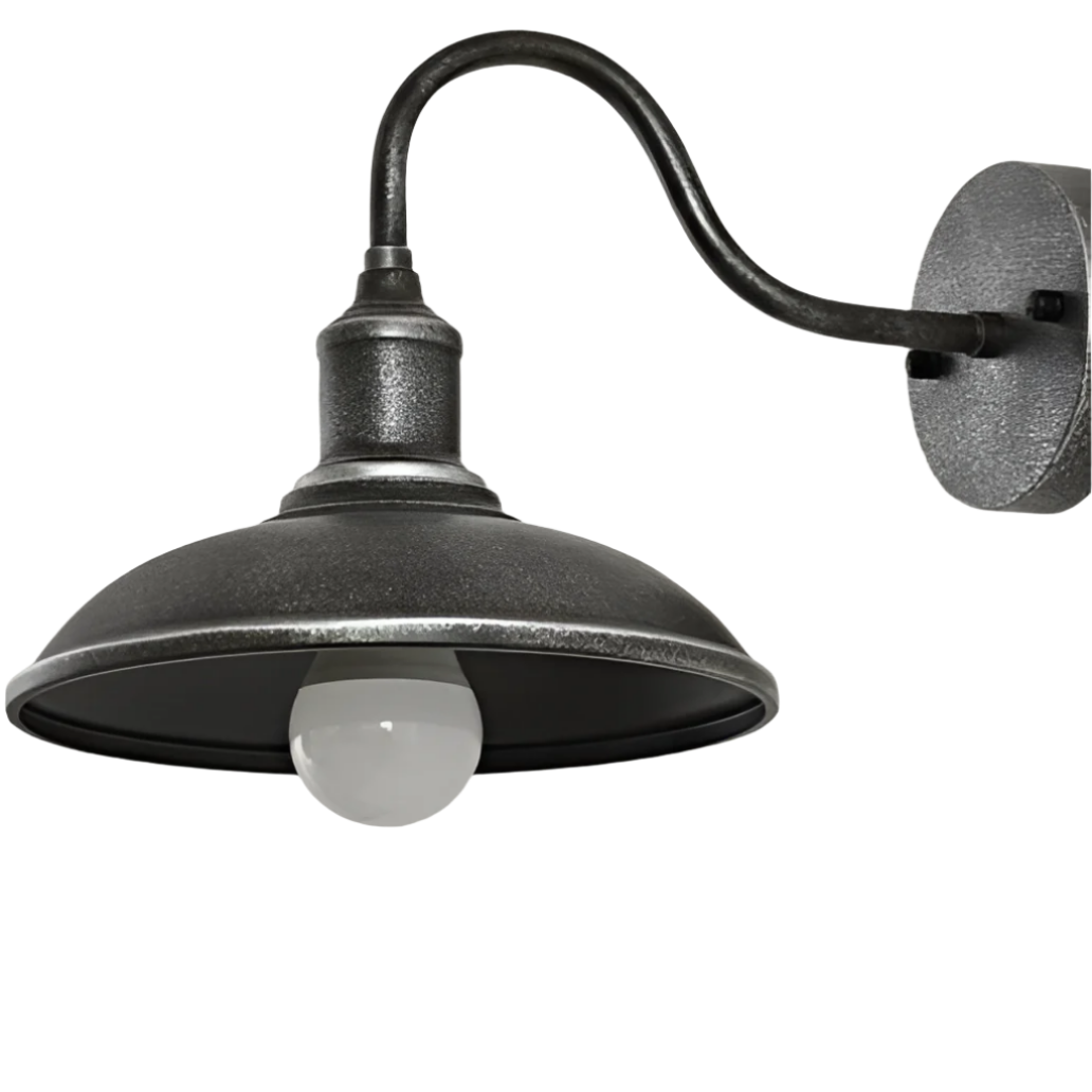 Vintage Industrial Iron Bowl Outdoor Wall Light LED 1-Light