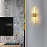 Modern Minimalist Brass Linear Wall Sconce LED 1-Light