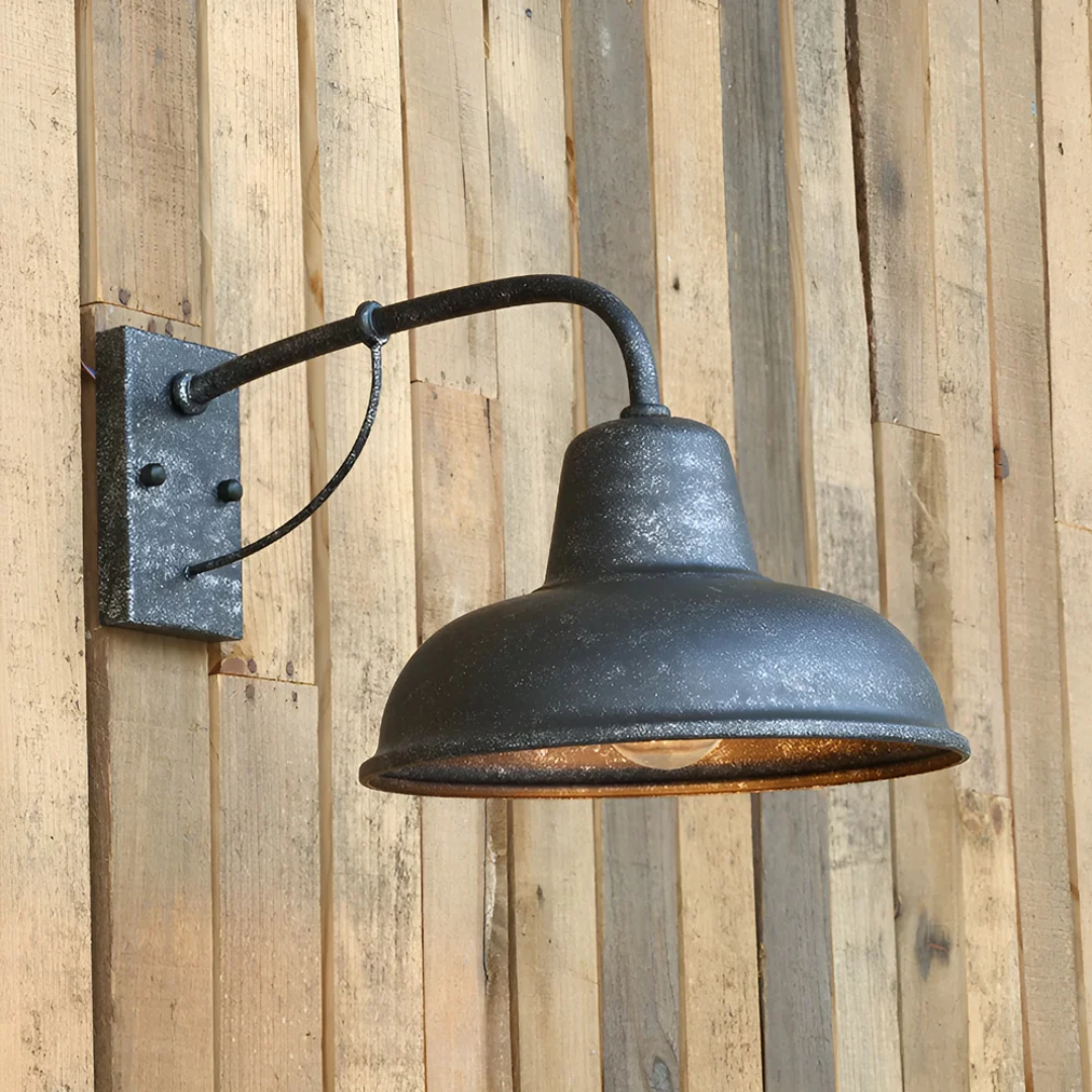 Industrial Outdoor Wall Lamp - Vintage Black Iron Exterior Lighting for Patios and Gardens