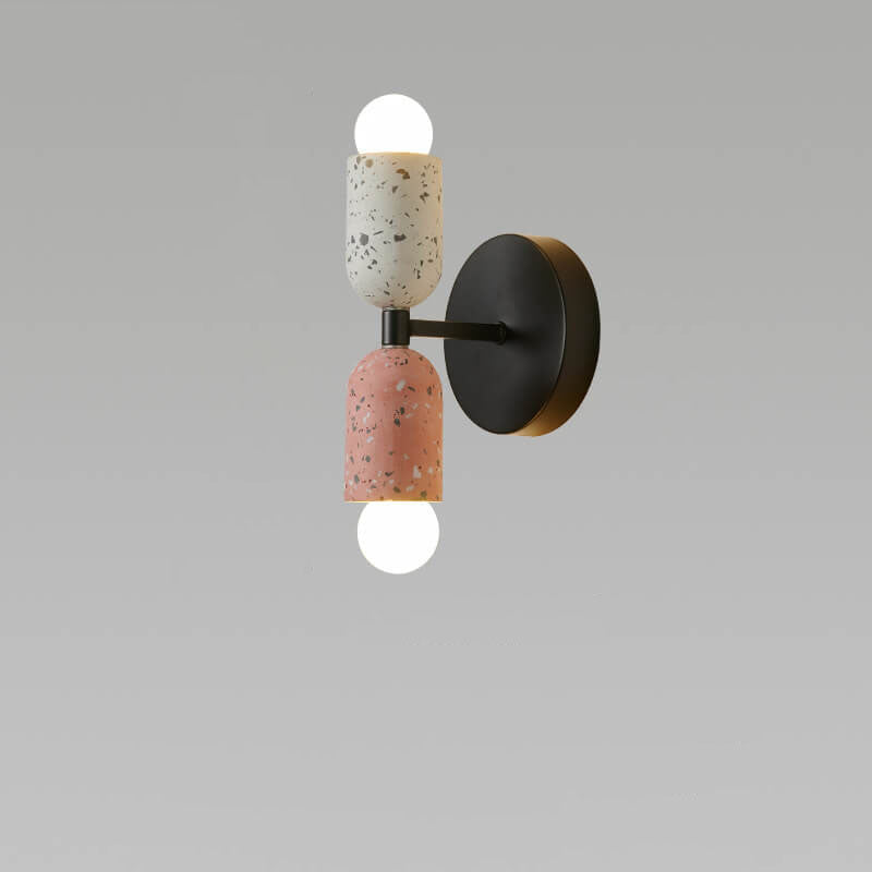 Japanese Wabi-Sabi Cement Cylinder Wall Sconce Lamp 2-Light Lasson Living