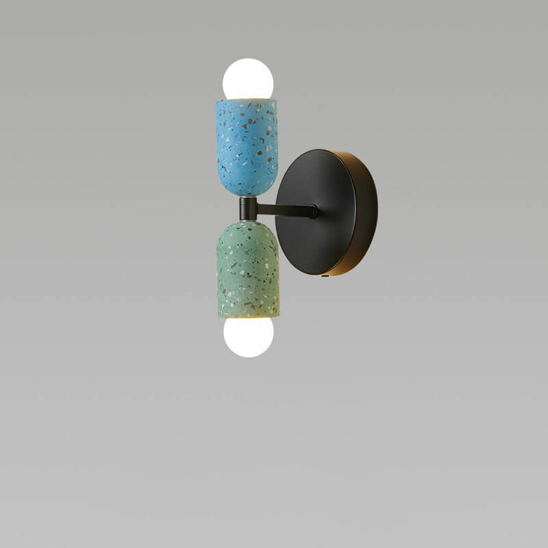 Japanese Wabi-Sabi Cement Cylinder Wall Sconce Lamp 2-Light Lasson Living