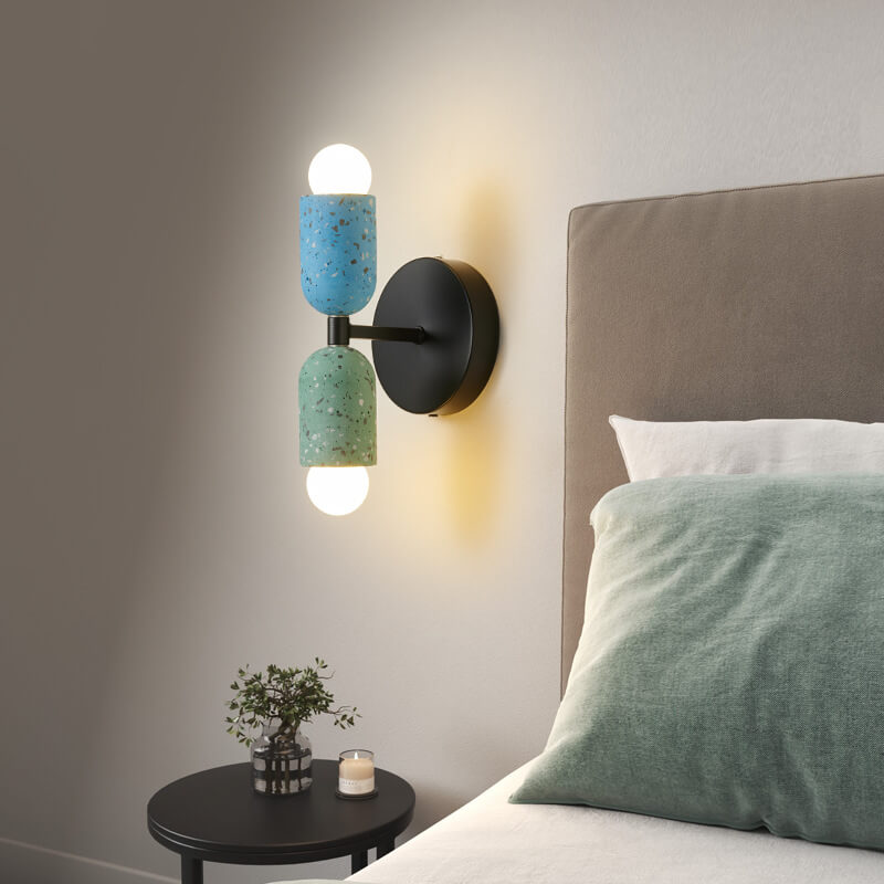 Japanese Wabi-Sabi Cement Cylinder Wall Sconce Lamp 2-Light Lasson Living