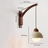 Japanese Wabi-Sabi Wood Glass Dome Wall Sconce Lamp 1-Light Lasson Living