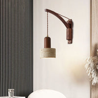 Japanese Wabi-Sabi Wood Glass Dome Wall Sconce Lamp 1-Light Lasson Living