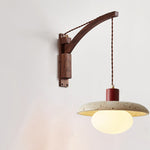 Japanese Wabi-Sabi Wood Glass Dome Wall Sconce Lamp 1-Light Lasson Living