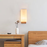 Japanese Wood Glass Rectangle 1-Light LED Wall Sconce Lamp Lasson Living