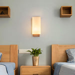 Japanese Wood Glass Rectangle 1-Light LED Wall Sconce Lamp Lasson Living