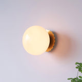 Vintage Brass Globe Glass Wall Sconce 1-Light