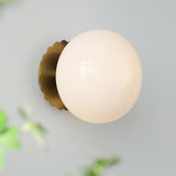 Vintage Brass Globe Glass Wall Sconce 1-Light