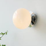 Vintage Brass Globe Glass Wall Sconce 1-Light