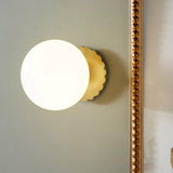 Vintage Brass Globe Glass Wall Sconce 1-Light