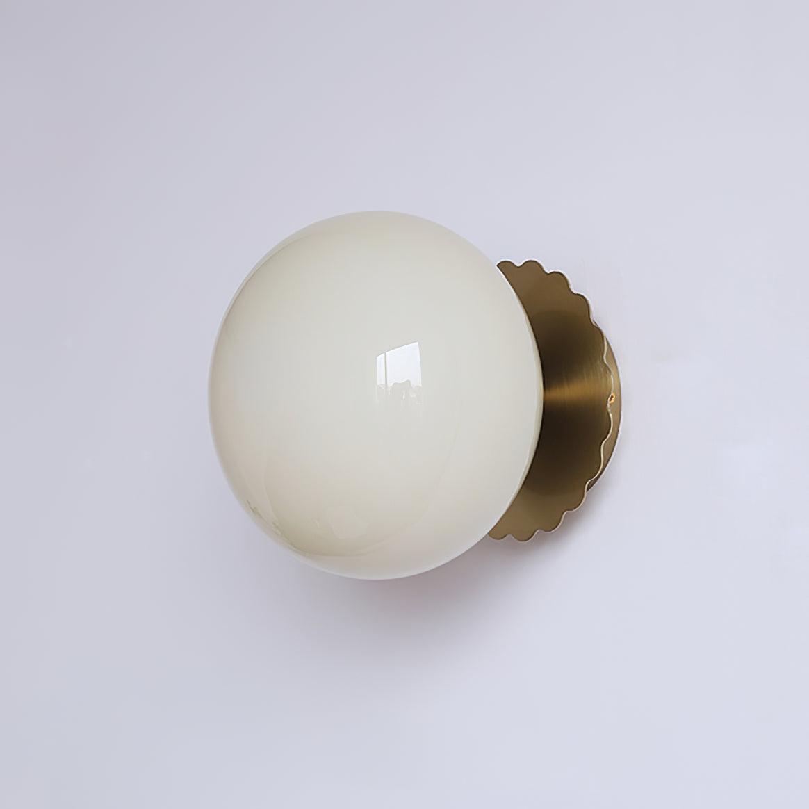 Vintage Brass Globe Glass Wall Sconce 1-Light