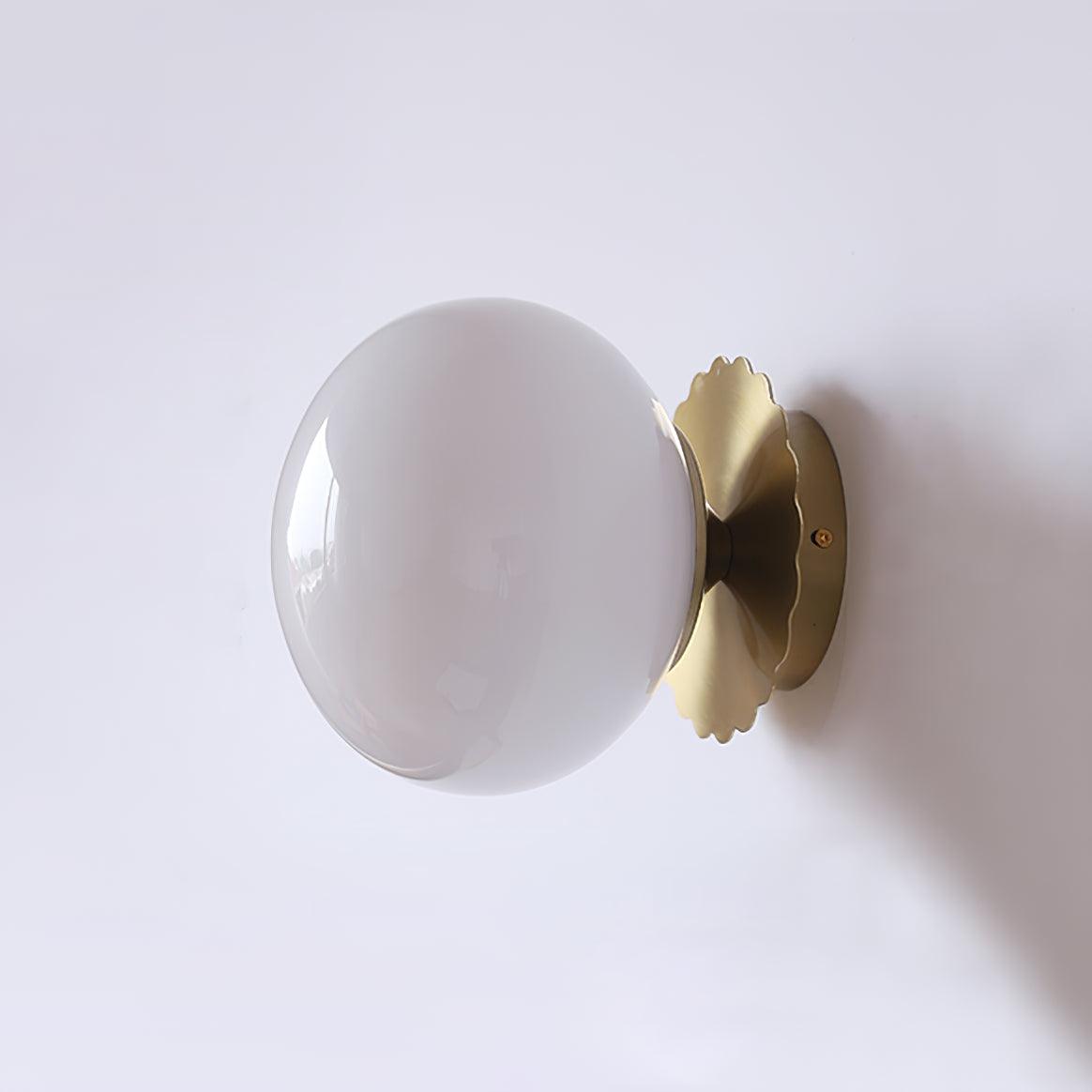 Vintage Brass Globe Glass Wall Sconce 1-Light