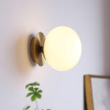 Vintage Brass Globe Glass Wall Sconce 1-Light