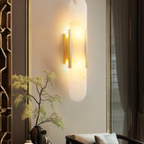 Modern Alabaster Elongated Marble LED Wall Sconce 2-Light