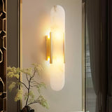 Modern Alabaster Elongated Marble LED Wall Sconce 2-Light