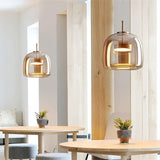 Modern Smoked Glass Dome LED Pendant Light 1-Light