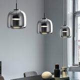 Modern Smoked Glass Dome LED Pendant Light 1-Light