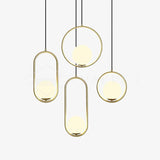Modern Brass Ring Globe Glass Pendant Light 1-Light