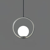 Modern Brass Ring Globe Glass Pendant Light 1-Light