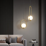 Modern Brass Ring Globe Glass Pendant Light 1-Light