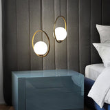 Modern Brass Ring Globe Glass Pendant Light 1-Light