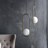 Modern Brass Ring Globe Glass Pendant Light 1-Light